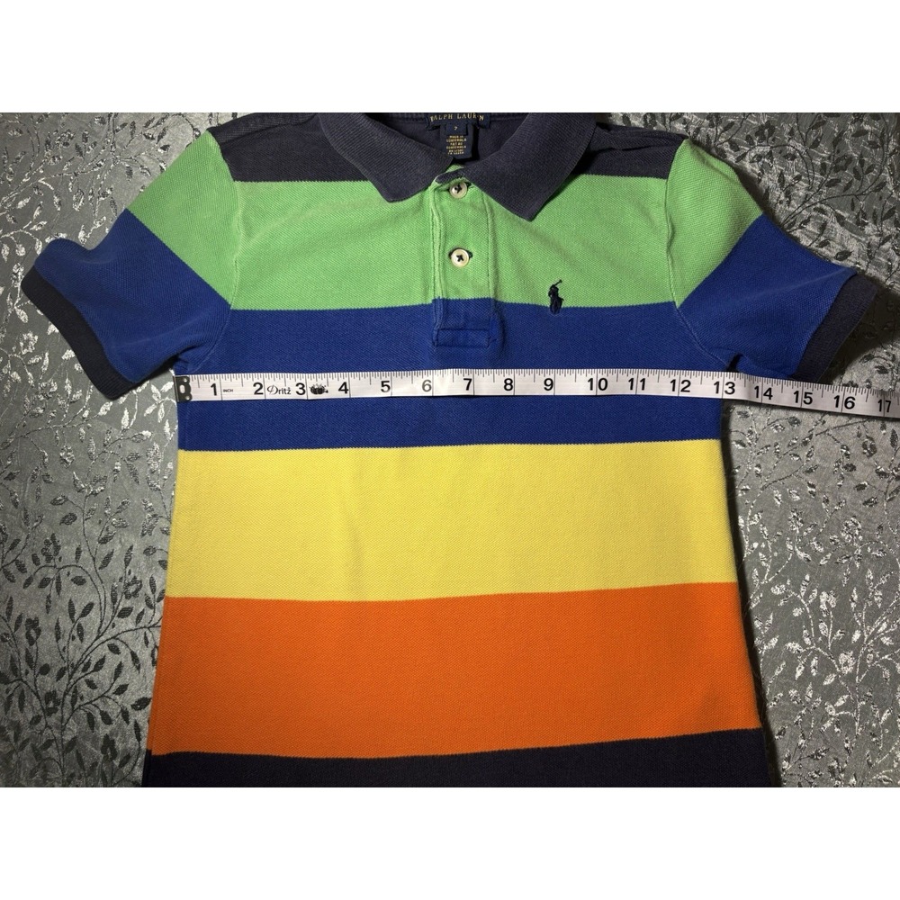 Polo Ralph Lauren Boys Size 7 Striped Short Sleeve Cotton Logo Polo Shirt - Picture 3 of 8